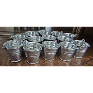 13 New Miniature Metal Buckets for Crafts Tin Art Projects Gifts Handles Cute